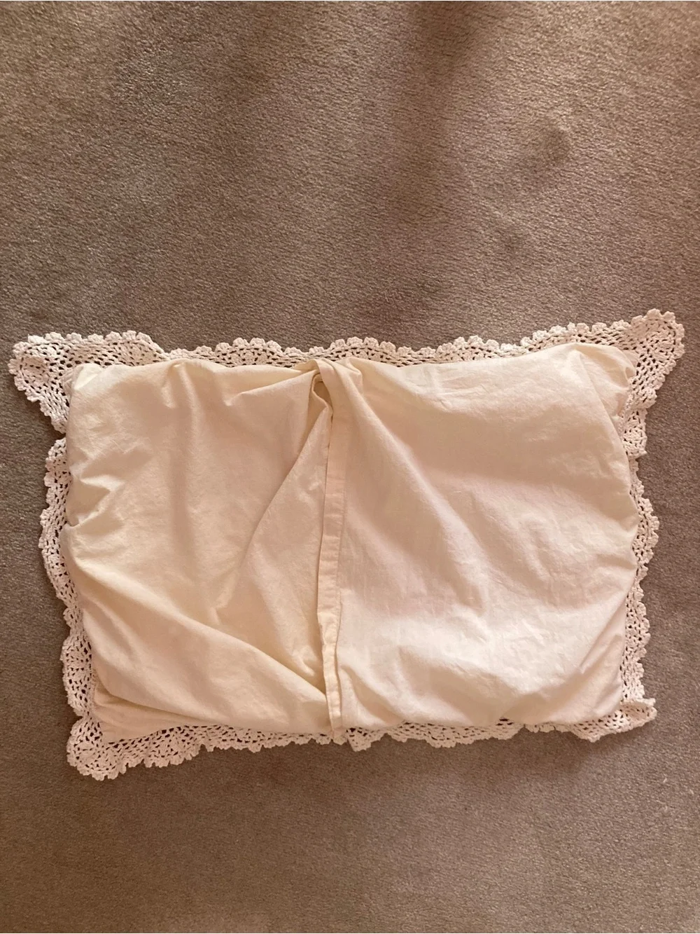 Handmade Crochet Accent Pillow - Cream